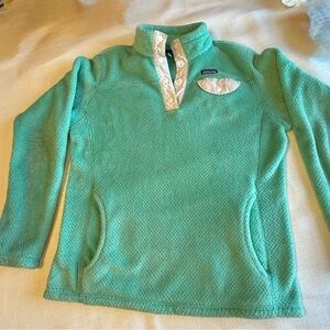 Patagonia fleece pullover Re-Tool Snap-T in the color  Teal-Vjosa Green. size 12